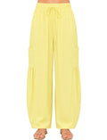 PLUS SIZE COTTON SPANDEX BARREL PANTS DRAWSTRING