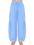 PLUS SIZE COTTON SPANDEX BARREL PANTS DRAWSTRING