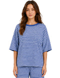 PLUS SIZE SHORT SLEEVE STRIPE TOP PART OF MATCHING TOP WITH 6P1588NWP