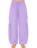 PLUS SIZE COTTON SPANDEX BARREL PANTS DRAWSTRING