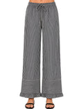 STRIPE RUFFLE HEM PANTS