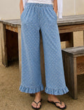 ruffle hem denim polkadot pants