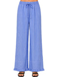 STRIPE RUFFLE HEM PANTS