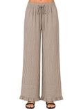 STRIPE RUFFLE HEM PANTS